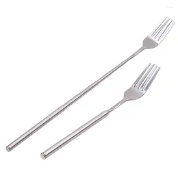 Forks Silver roestvrijstalen uitbreidbaar vork diner fruit dessert lang bestek BBQ keuken servies