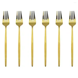 Fourks Silvere / Golden Stack Sleewware Modern 6 PCS Dîner en acier inoxydable fourche 8.2 pouces Camping Dingel Set Table Vole des ustensiles