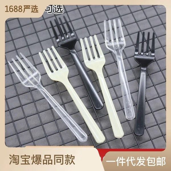 Fourks Small Transparent Fruit Fork Cake Black Plastic Bangui Bangui Factory Factory A Wholesale.