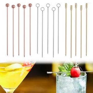 Forks Cocktail en acier inoxydable Sticks Fruits Fruits Réutilisables Picks Martini Cure dent de dents pour boissons