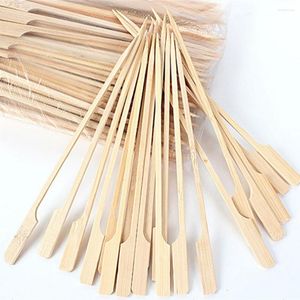 Forks Sturdy Bamboo Skewers Wooden Roasting BBQ Cocktail Kebabs Sticks Party Buffet Disposable Meatballs Flat Paddle Picks