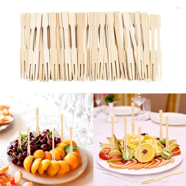 Fourks Supplies Table Volisse Dessert BAMBOO Disposable Bois Fork Fruit Fruit Home Cocktail Cocktail Summer Decor