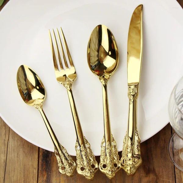 Forquetas Western Cutlery Knife Spoon Fork Full Style European Gold 304 SCEARD SCEARDE HOGAR SETKEK