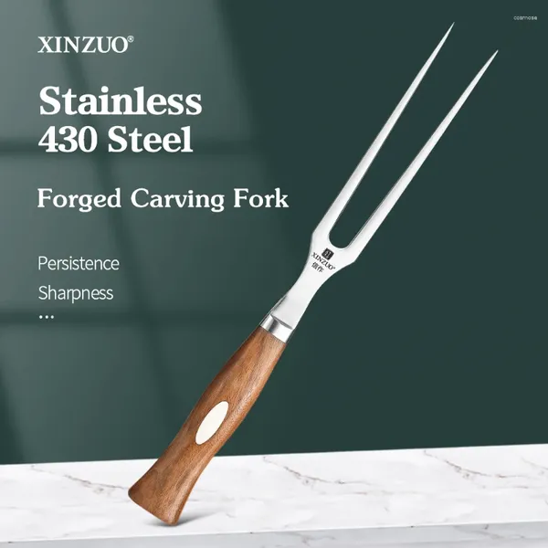Fourks Xinzuo Forged Scoup Fork 430 en acier inoxydable outils pratiques pour les repas en famille