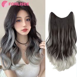 FORLISE Synthétique long Curly Hair Gradient Paris Pathes peint avec un volume accru et duveteux S 240410