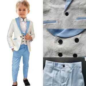 Ensemble de costume 3 pièces pour garçons, veste, pantalon, Paisley, coupe cintrée, chic, smoking pour enfants en bas âge, vêtements pour porteur d'anneau de mariage, 240312