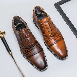 Formele zakelijke lederen heren Oxford Jurk Fashion Office Brogue Trouwschoenen plus maat 38-46 Brown