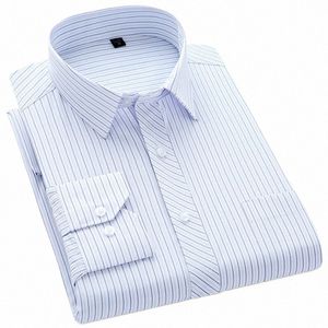 Chemise formelle Dr pour hommes Plaid Lg manches Slim Fit Designer Busin rayé mâle social blanc chemises de grande taille S à 8XL d2jN #