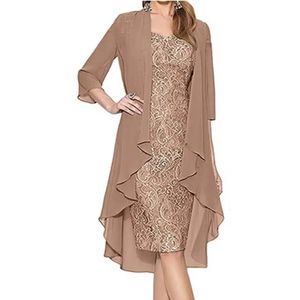 Robe formelle ensemble femmes tenue élégante fleur motif dentelle Vintage deux pièces tricoté Cardigan Banquet 240329