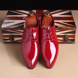 Chaussures habillées formelles Bureau de mariage brevet classique Coiffeur moda italiana hommes habille chaussures en cuir erkek