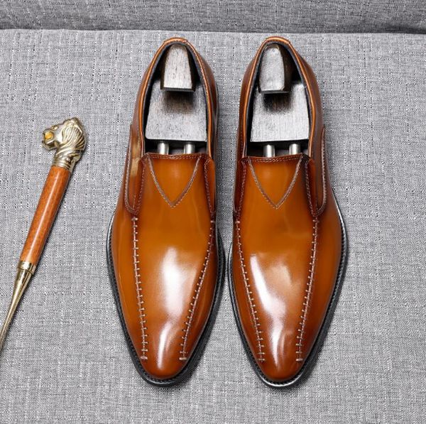 Zapatos de vestir formales para hombres gentiles Diseñador de moda Cuero genuino Hombres de negocios Oxfords Plataforma informal Pisos Tamaño 38-44