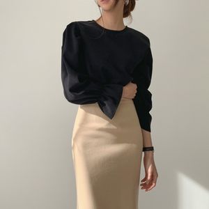 Formelle élégante manches évasées chemise blanche femmes Blouse col rond bureau dame dames vêtements de travail femmes hauts et chemisiers 210421