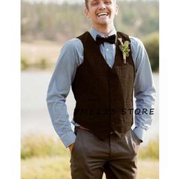 Formel Man Ambo hommes lin col en v simple boutonnage gilet de mariage costume meilleur gothique Chaleco hommes gilets costumes élégants gilet hommes