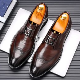 Masculino formel Sapato Men Social Shoe Rabinage Brown Brown Elegant Suit Chaussures Drop Fashion 240102 869 S