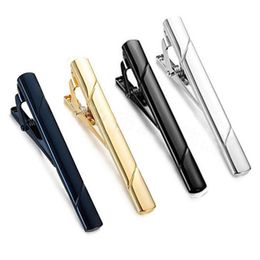 Clips de corbata de rayas de sarga de moda de Metal de cobre para hombres formales, corbatas simples, Pin, broche de barra, abrazadera de Clip para hombres, regalo, triangulación de envíos