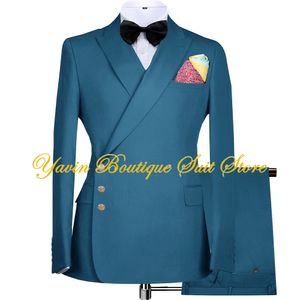 Formeel herenpak Bruiloft Bruidegom Tuxedo Jassen Broek Tweedelige set Elegante man Blazer Aangepaste outfit