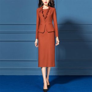 Formal Office Suits For Women Slim Fit Business Ladies Work Wear Coat Dress 2 Piece Sets Elegant Clothes Female Plus Size