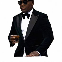Chaqueta de traje formal para hombres Slim Fit African Fi Smoking Veet Blazer 1 pieza Boda Prom Novio Pico Solapa Abrigo masculino c1rz #