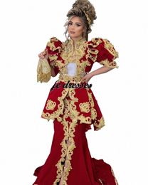 Traditial Kosovo Albanais trois pièces Soirée Dres Veet Applique Sirène Prom Dr Albanais Robes de fête de mariage R2KB #