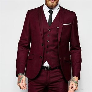 Ropa Formal Borgoña para hombre trajes de boda esmoquin para hombre traje de novio homme traje de hombre chaqueta hecha a medida pantalones tie2245