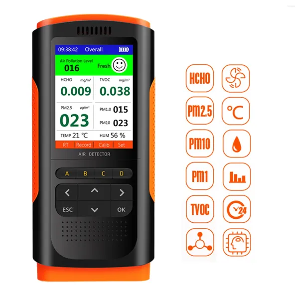Detector de formaldehído Monitor de calidad del aire PM2.5 PM10 PM1.0 Instrumento de prueba de temperatura y humedad para el hogar