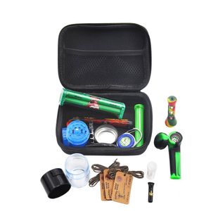 Formax420 Kits Juego de tubos con molinillo de hierbas 12 piezas Honeypuff Copa de vidrio Tazón Contenedor Estuche de almacenamiento Rodillo Accesorios para fumar Bolsa de transporte DHL