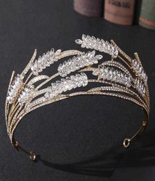 FORSEVEN luxe cristal blé forme couronne à la main couleur or mariée mariage diadème strass casque femmes cheveux accessoire JL H088576141