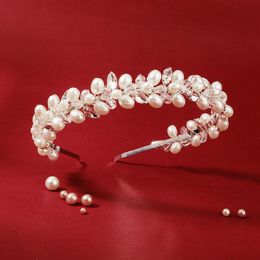 Forsieven Trendy Handgemaakte Crystal Imitation Pearl Hairband Dames Zilveren Kleur Hoofdband Bruid Bruiloft Hoofder Haar Sieraden JL