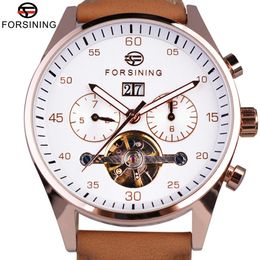 FORSINING 2017 Britse modestijl suede riem heren horloges topmerk luxe tourbillion automatisch mechanisch horloge klok men1810