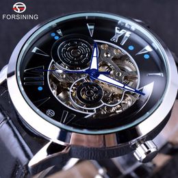 Forsining 2019 Time Space Fashion Series Squelette Hommes Montres Top Marque De Luxe Horloge Automatique Mâle Montre-Bracelet Automatique Watch224V