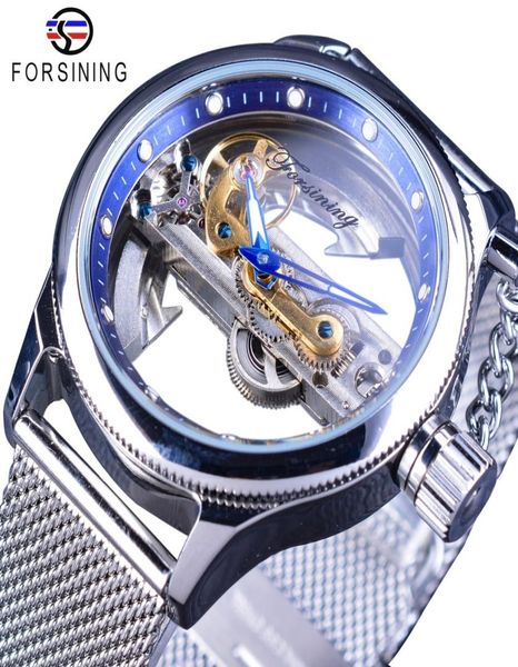 Forsining Blue Ocean Mysterious Apple Mesh Band Double Side Transparent Creative Skeleton Watch Top Brand Luxury Automatic Clock7950366