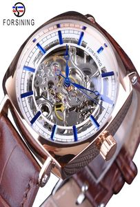 Forsing Brown Genuine Leather Fashion Design Mens Watch Watch Top Brand Luxury Blue Hands Royal Autal Mechanical Watches27674440