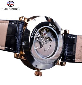 Forsiner Casual Automatic Mechanical Watch Mens Sub Dial Black Slim Simple Black Great Le cuir bracelet en cuir Montre Homme9792904