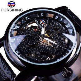 Forsining chinois conception Simple boîtier Transparent montres pour hommes Top marque de luxe montre squelette Sport montre mécanique mâle Clock2265
