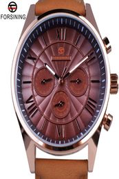 Forsining Classic Series Swirl Dial Swede Swele 6 Hands Calendrier Afficher Men Montres Top Brand Luxury Automatic Watch Clock Men7183404