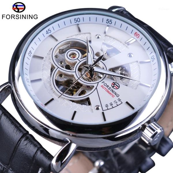 Forsining Fashion Skeleton Design 2017 Travail ouvert Auto-remontage britannique Casual Hommes Montres-bracelets automatiques Top Clock1