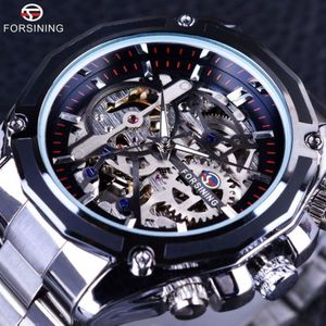 Forsining Mechanische Steampunk Ontwerp Mode Zakelijke Jurk Mannen Horloge Topmerk Luxe Rvs Automatische Skeleton Watch199c