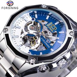 Forsing Mechanical Steampunk Sport Automatische Mannen Watch Top Merk Luxe Hour uurwerken Transparante Luminours Hand Male Clock Q0902