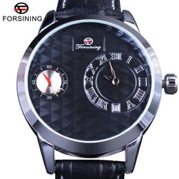 Forsining – montre à petit cadran pour hommes, affichage des secondes, design obscur, marque supérieure, automatique, mode, horloge décontractée, Me277d