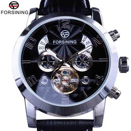 Forsining Tourbillion montre mode vague cadran conception multi-fonction affichage hommes montre automatique Top marque de luxe mécanique braceletw258f