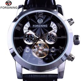 ForsiNing Watch 5 Hands Tourbillion Fashion Wave Dial Design Multi fonction affichage Men Montres Top Brand Luxury Automatic Watch Clock 267Q