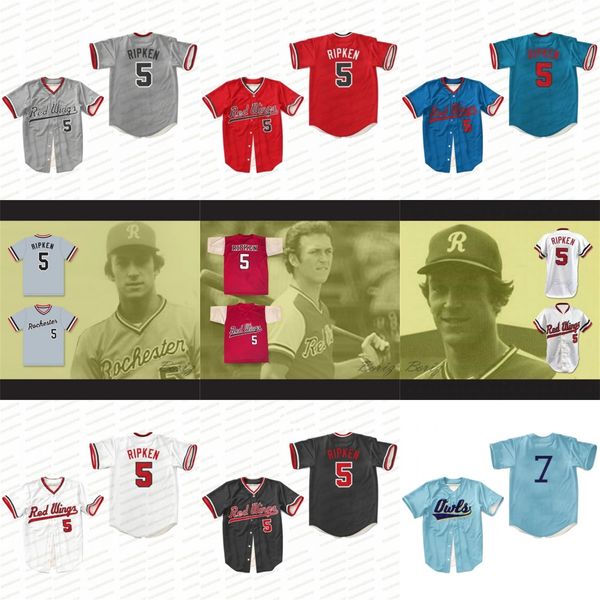 Cal Ripken Jr 5 Rochester Red Wings de baseball Jersey Stitch Sewn Nouvelles couleurs de haute qualité Film jersey de base-ball