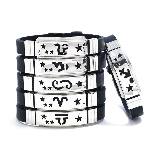 Bracelet du zodiaque en acier inoxydable, signe creux, réglable, 12 constellations, souvenirs d'anniversaire, cadeaux, bijoux, expédition DHL TNT