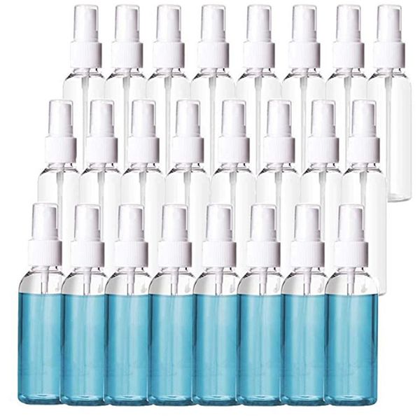 Botellas de plástico transparente con pulverizador de 2oz, pulverizador de niebla fina rellenable de 60ml, atomizadores cosméticos de maquillaje, contenedor pequeño vacío