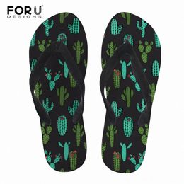 Forudesigns Mujer Zapatillas Personalidad Cactus Zapatillas Impresiones Mujer Slip On Chanclas de baño Señora Sandalias de goma suave Zapatillas Mujer Comprar zapatos en v1iU #