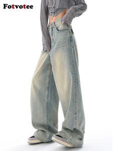 FOTVOTEE Y2K Baggy dames jeans hoge taille denim wide been Amerikaan retro streetwear mode rechte volledige lengte harajuku broek 240403