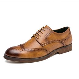 Fotwear Mannen Brogue Schoenen Klassieke Heren Formele Oxfords Leren Kleding Schoenen Zakelijke Bruiloft Volwassen Veterschoenen Voor Jongens Feestjurk Schoenen