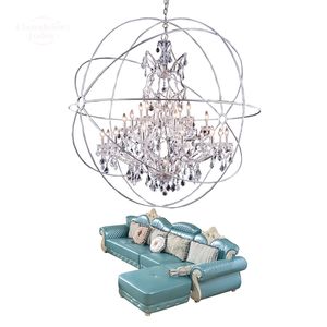 Foucault's Orb Lustres en cristal clair moderne rétro LED Chrome bougie pendentif luminaires pour salon chambre salle à manger lampes suspendues Lustre