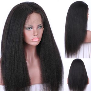 Yaki Rechte synthetische kant voorkant simulatie Menselijk haar Lacefront Frontale pruiken voor vrouwen 65cm / 25,5 inch FY867385