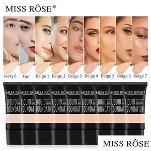 Fundación Miss Rose 9 colores Cara Base líquida a prueba de agua Corrector Maquillaje Cosméticos Maquillaje Gota Entrega Salud Belleza Dhbgi